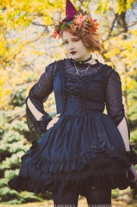 fall leaves gothic girl