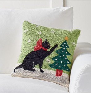 black cat gothic christmas pillow