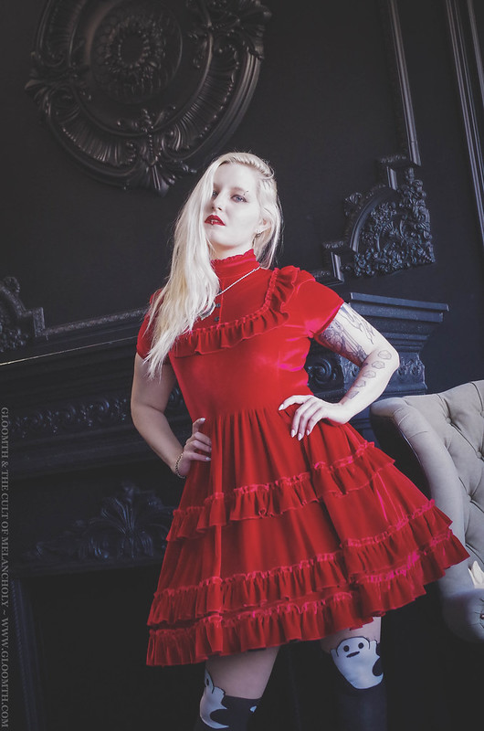 blood red velvet gothic dress
