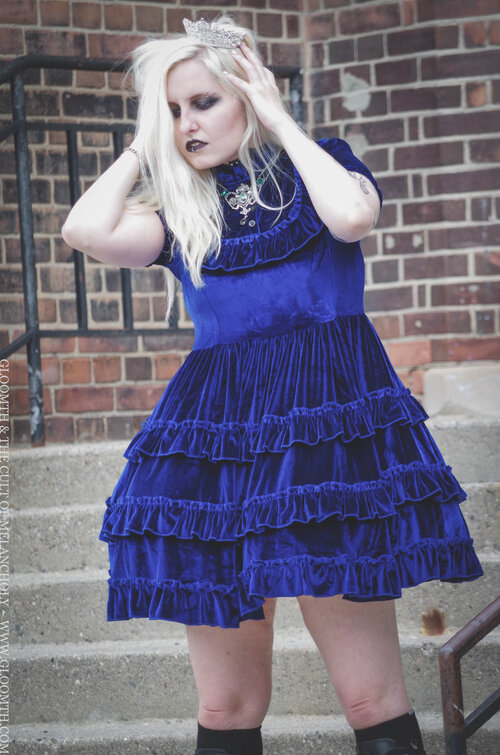 blue velvet gothic lolita dress