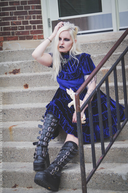 blue velvet gothic lolita dress
