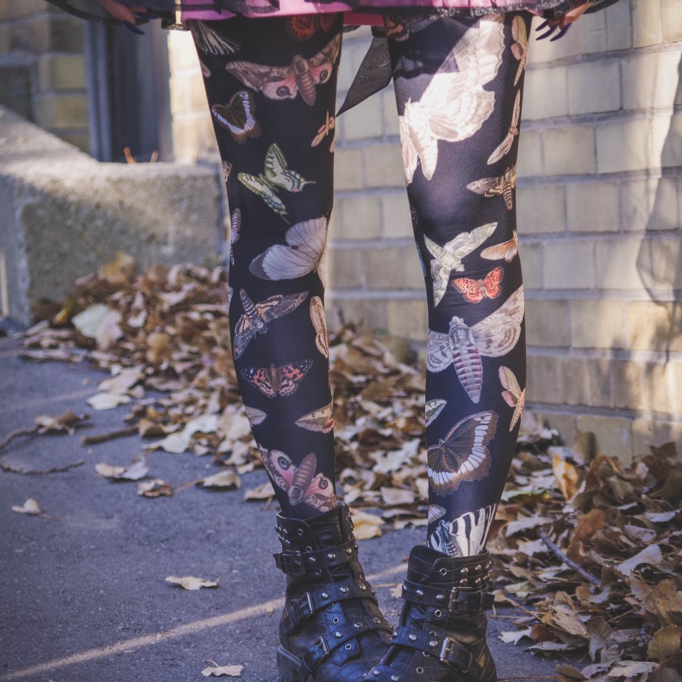moth print tights by gloomth