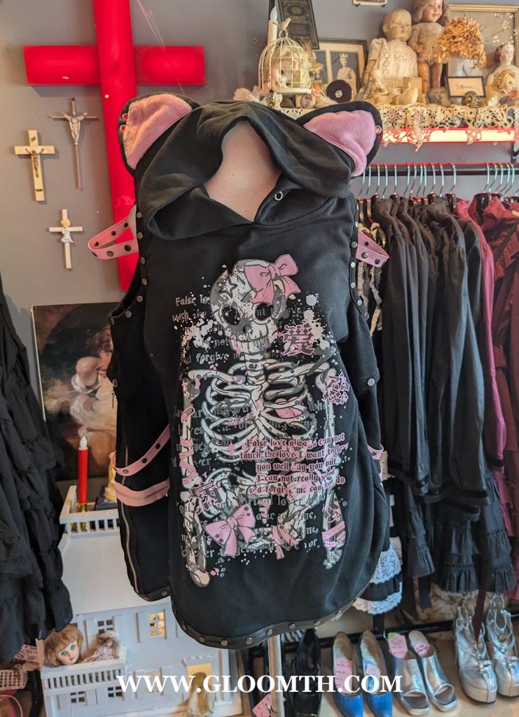 kawaii skeleton cat hoodie  for sale at DOLL FUNERAL shop toronto