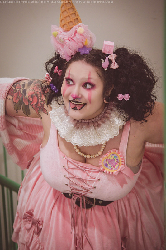 scary clown with split tongue