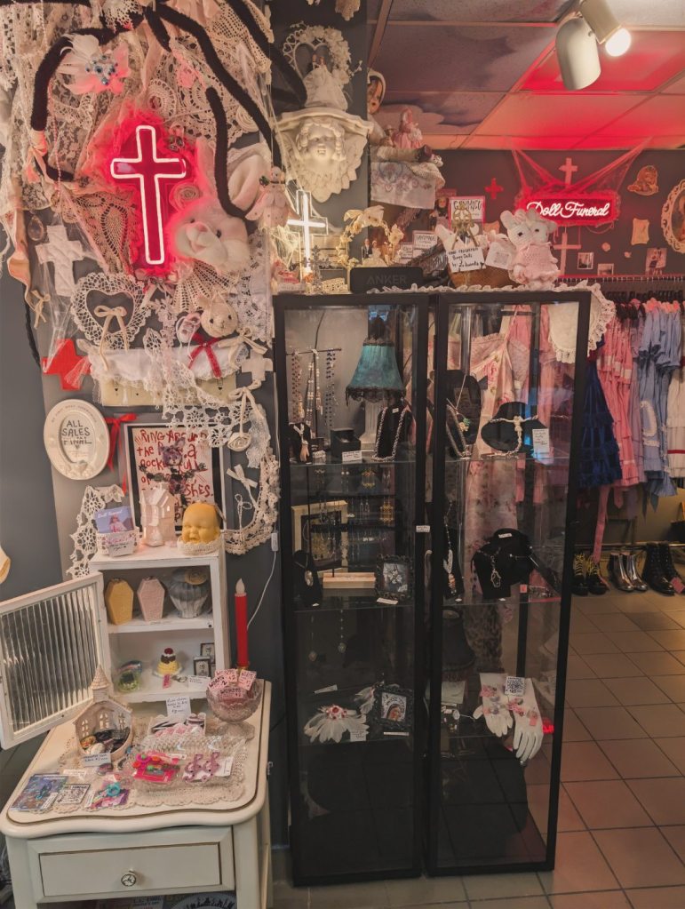 gothic jewelry at doll funeral shop in toronto