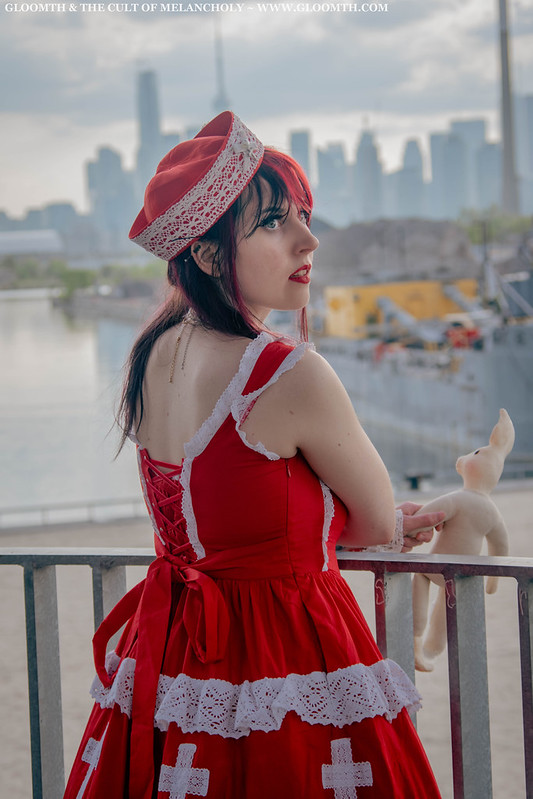 lace trimmed sailor hat lolita