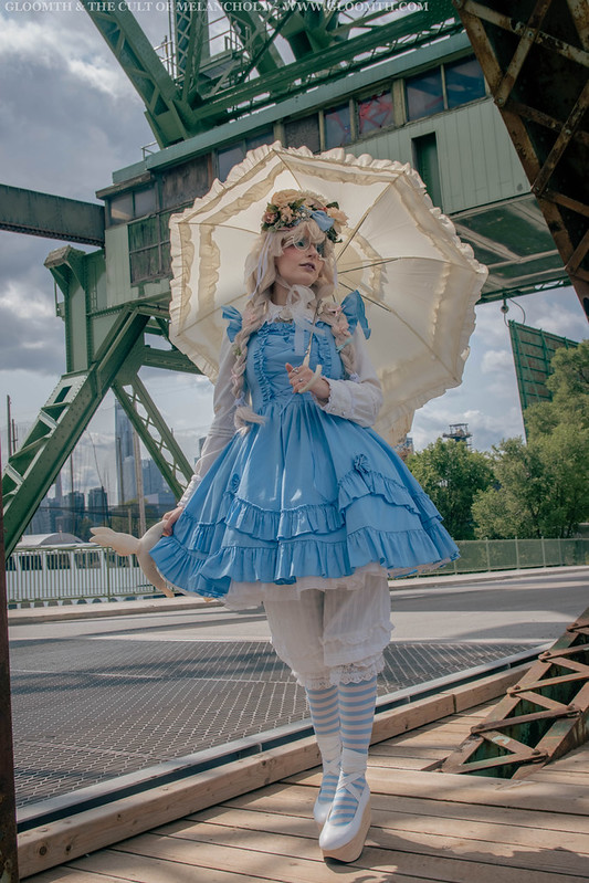 cream and blue lolita coordinate outfit